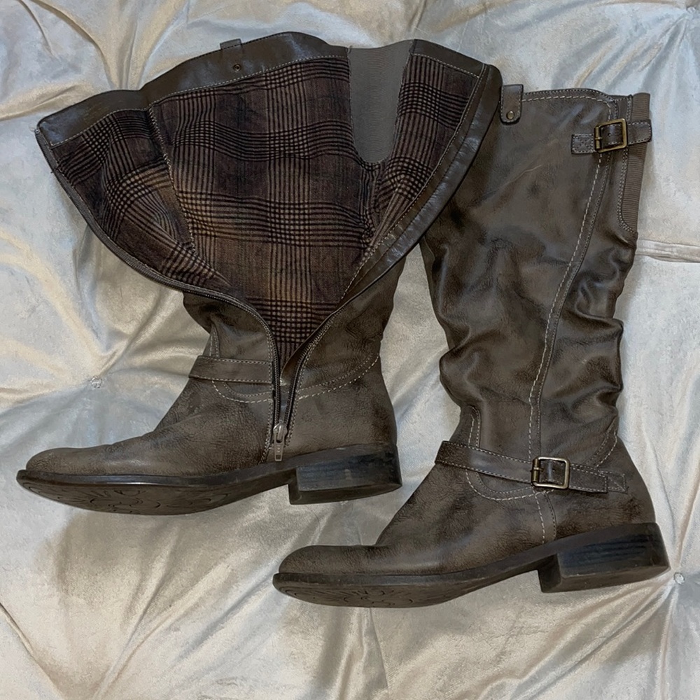 Gray Riding Boots